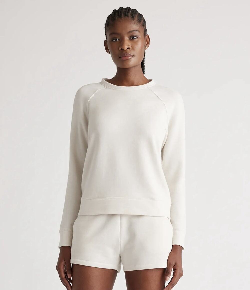 Quince Supersoft Fleece Crew XL Off-White Sweatshirt Relaxed Fit